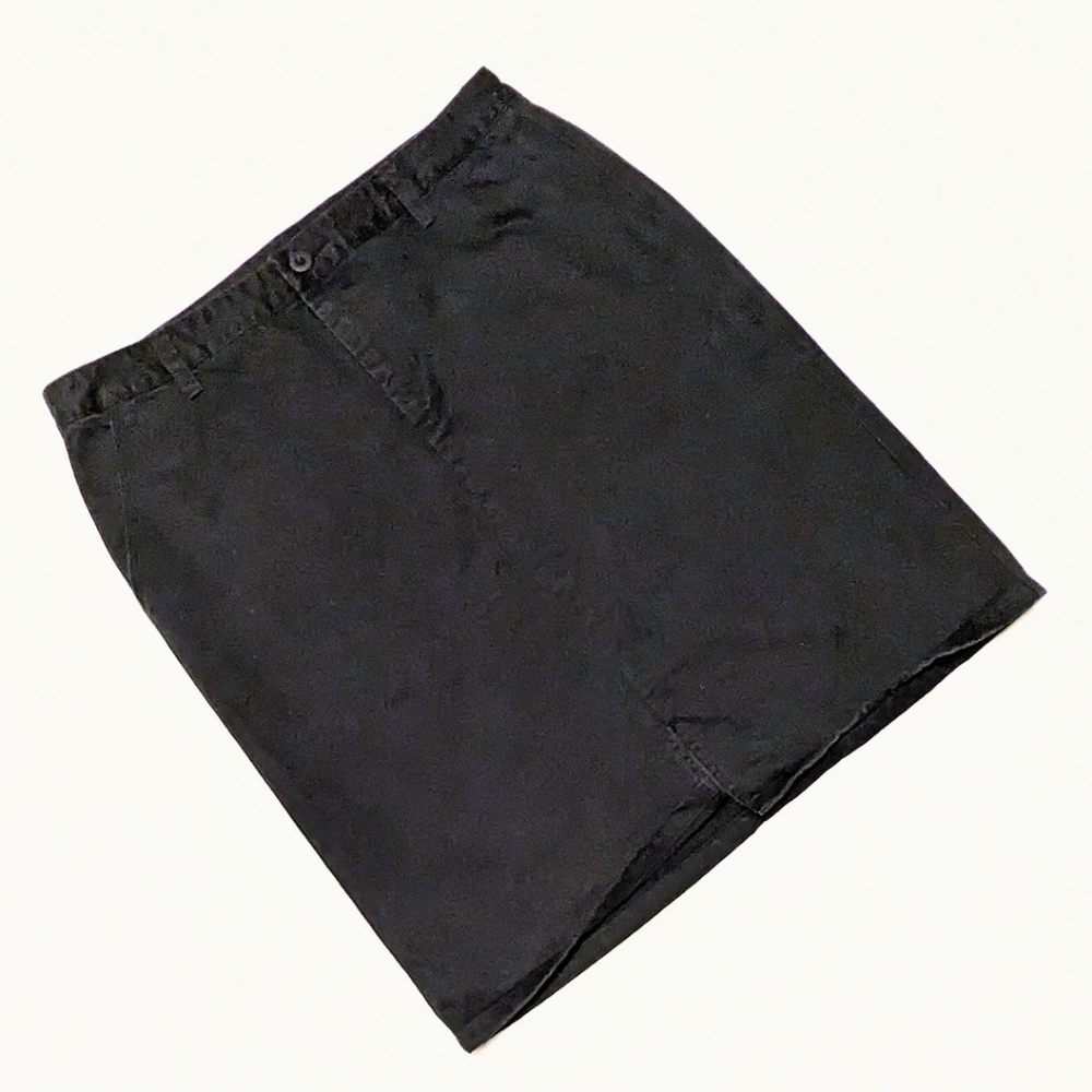 GAP Hutton Black Chino Skirt 100% Cotton Casual Knee Length 12/14 GUC